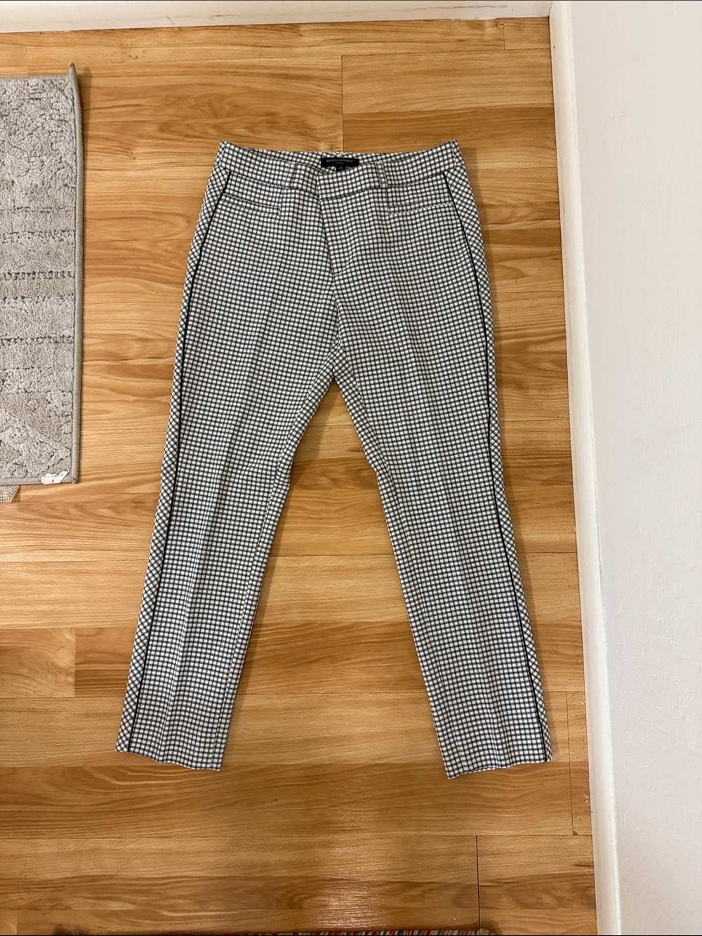 Women's Black & White Checkered Dress Pants